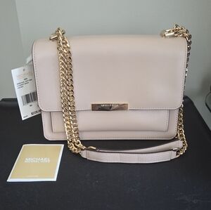 NWT Michael Kors Jade Large Gusset Leather Shoulder Bag